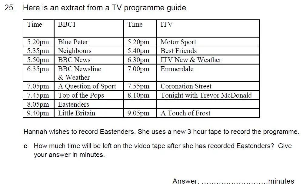 Question 25(c) - Kent College - 13 Plus Maths Sample Paper 2 2023