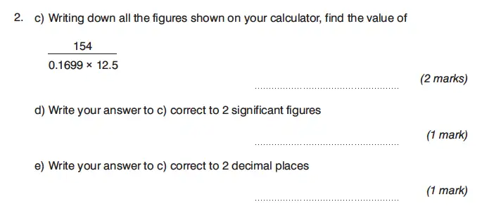 Question 2(c,d,e) - King’s College Junior School – 13 Plus Maths Calculator Paper 1 2023