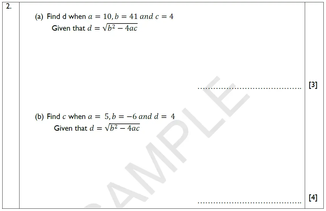 Question 2(a,b) - Reigate Grammar School – 13 Plus Maths Exam Paper 2018 – Calculator