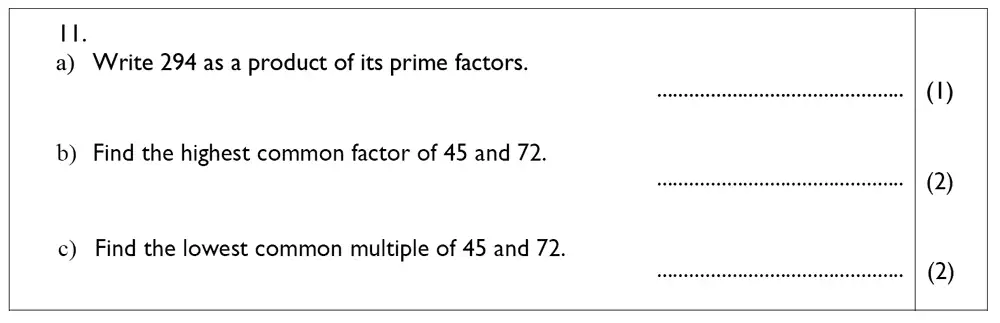 Question 11(11(a),11(b),11(c)) - The John Lyon School – 13 Plus Maths Sample Paper 2023