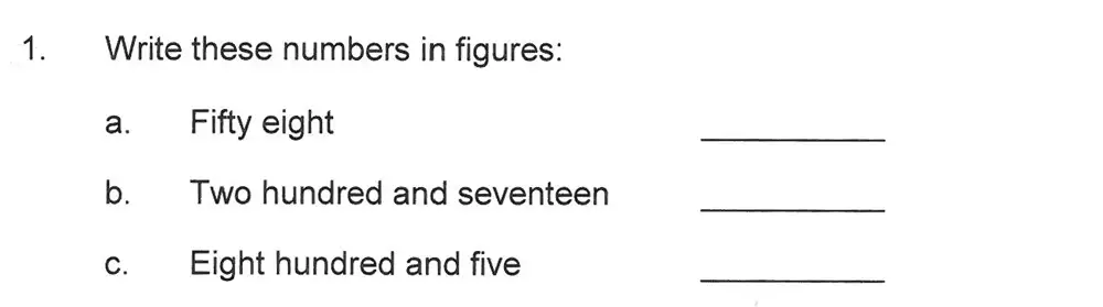 Question 01 - Solihull School – 7 Plus Maths Sample Paper 1