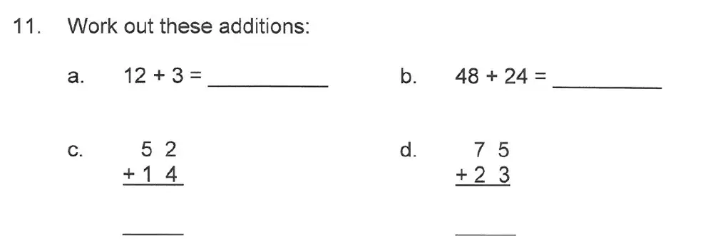 Question 11 - Solihull School – 7 Plus Maths Sample Paper 1