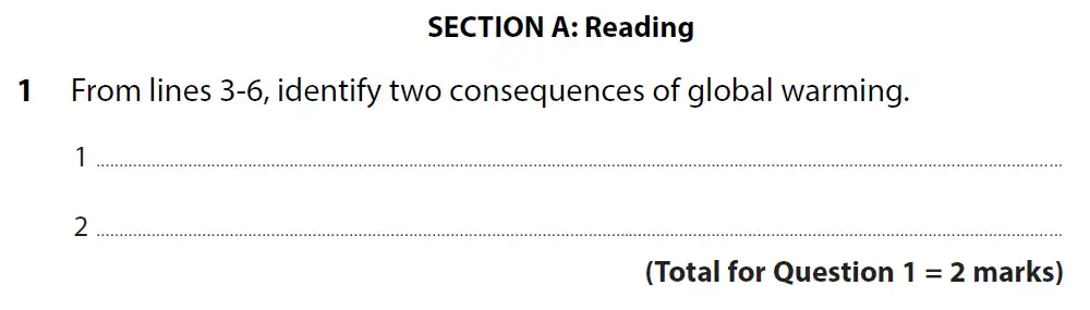 Question 01 - GCSE Edexcel English Language Predicted Paper 2