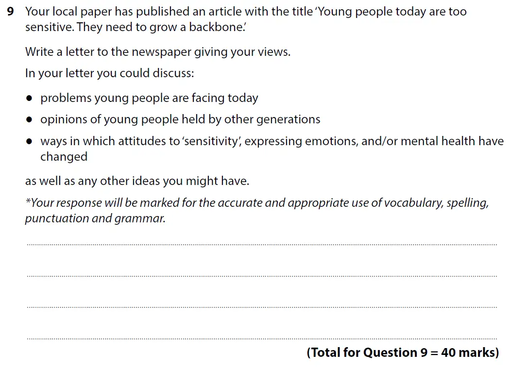 Writing task 02 - GCSE Edexcel English Language Predicted Paper 2