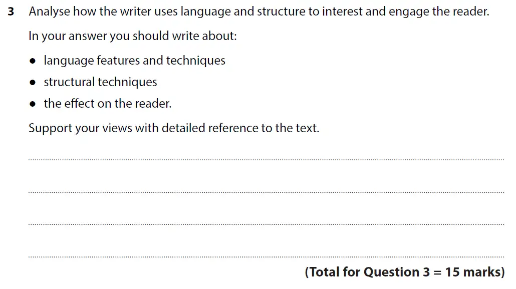 Question 03 - GCSE Edexcel English Language Predicted Paper 2