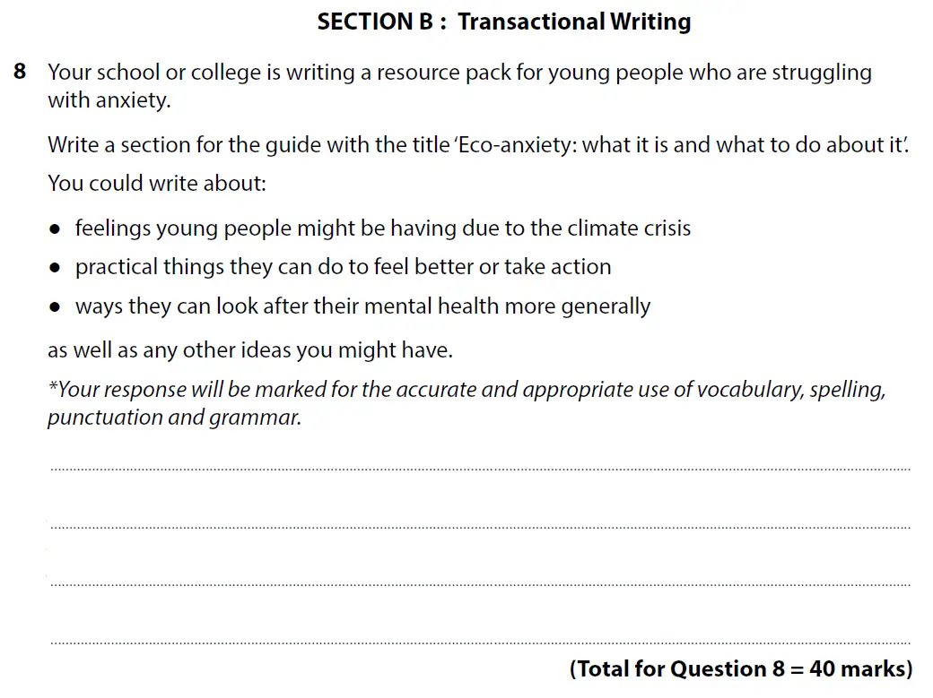 Writing task 01 - GCSE Edexcel English Language Predicted Paper 2
