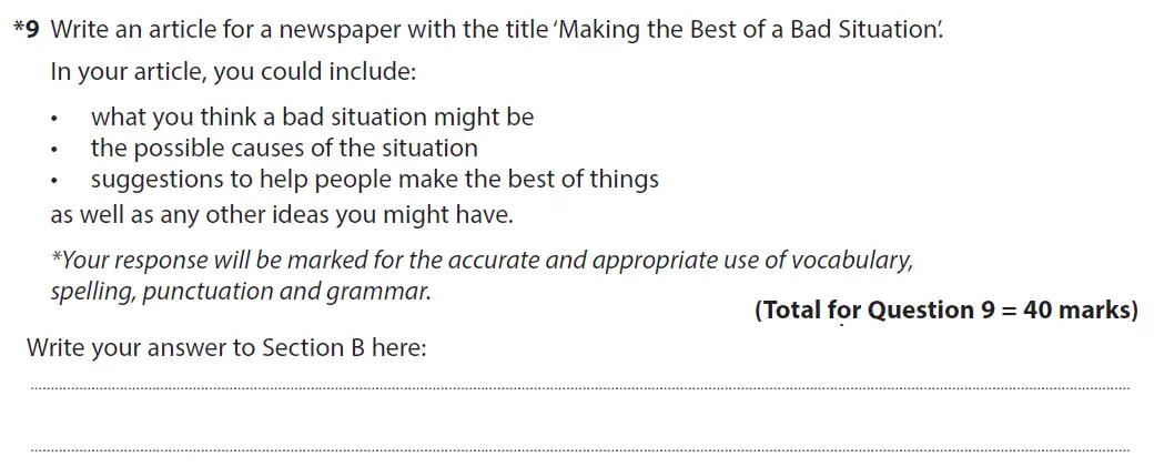 Writing task 02 - GCSE Edexcel English Language Past Paper 2 - June 2019