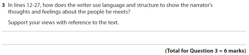 Question 03 - GCSE Edexcel English Language Past Paper 1 - November 2018