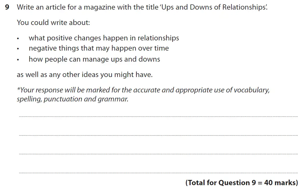 Writing task 02 - GCSE Edexcel English Language Past Paper 2 - November 2018