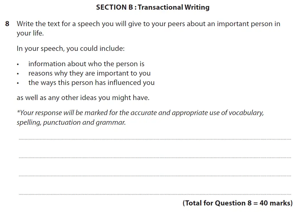Writing task 01 - GCSE Edexcel English Language Past Paper 2 - November 2018