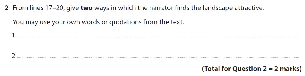 Question 02 - GCSE Edexcel English Language Past Paper 1 - November 2020