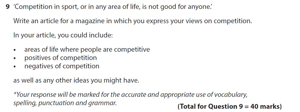 Writing task 02 - GCSE Edexcel English Language Past Paper 2 - November 2020