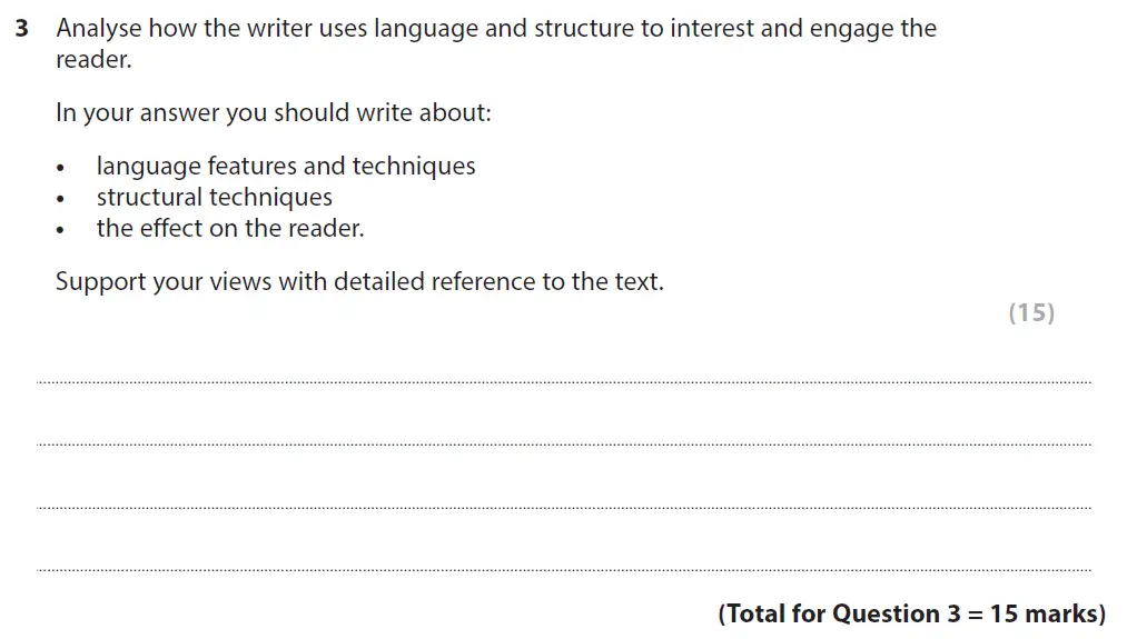 Question 03 - GCSE Edexcel English Language Past Paper 2 - November 2020
