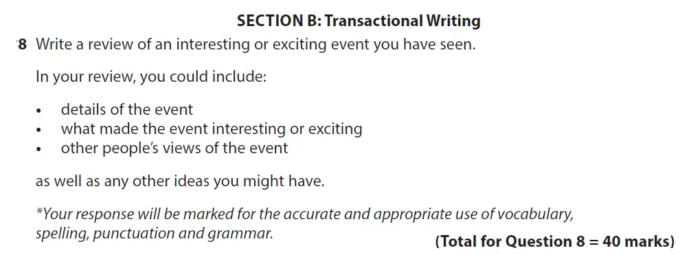 Writing task 01 - GCSE Edexcel English Language Past Paper 2 - November 2020