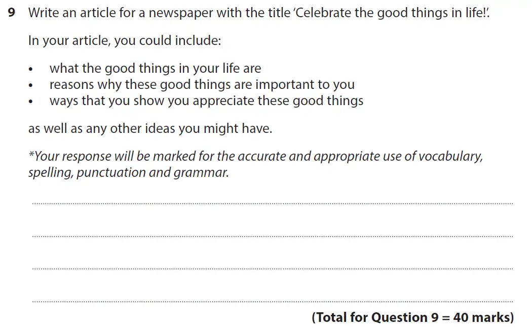 Writing task 02 - GCSE Edexcel English Language Past Paper 2 - November 2021