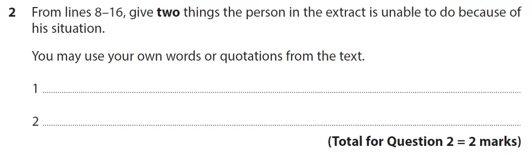 Question 02 - GCSE Edexcel English Language Past Paper 2 - November 2021