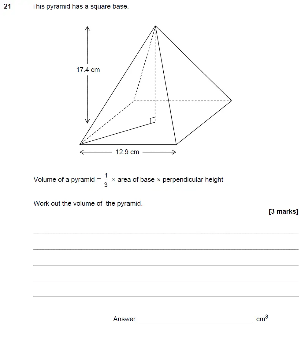 Question 21 - GCSE AQA Foundation Maths Speicmen Paper 2 (Calculator)