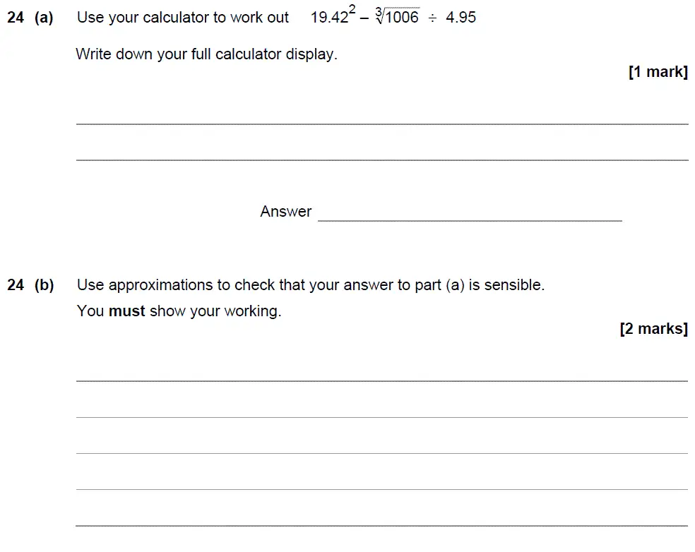 Question 24 - GCSE AQA Foundation Maths Speicmen Paper 3 (Calculator)