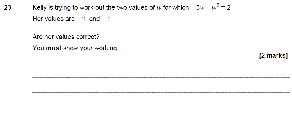 Question 23 - GCSE AQA Foundation Maths Speicmen Paper 1 (Non-Calculator)