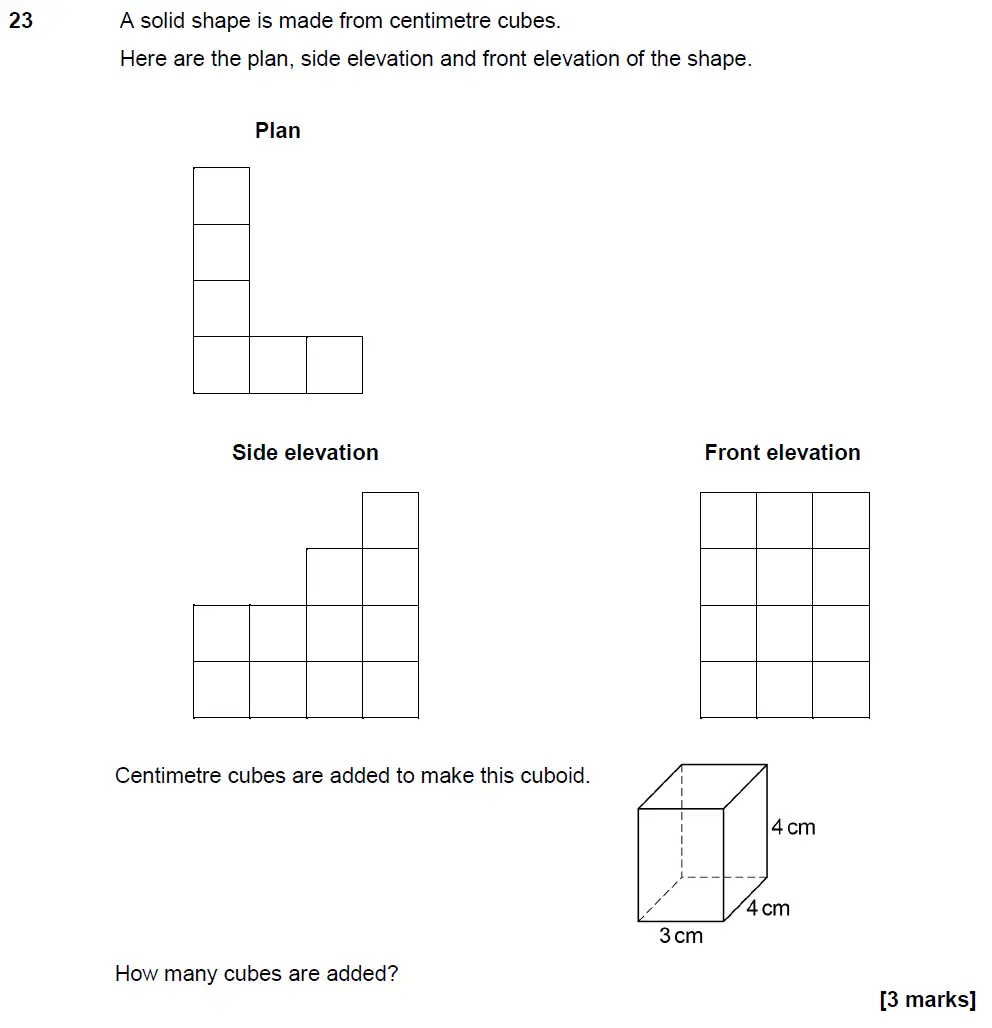 Question 23 - GCSE AQA Foundation Maths Past Paper 1 (Non-Calculator) - June 2018