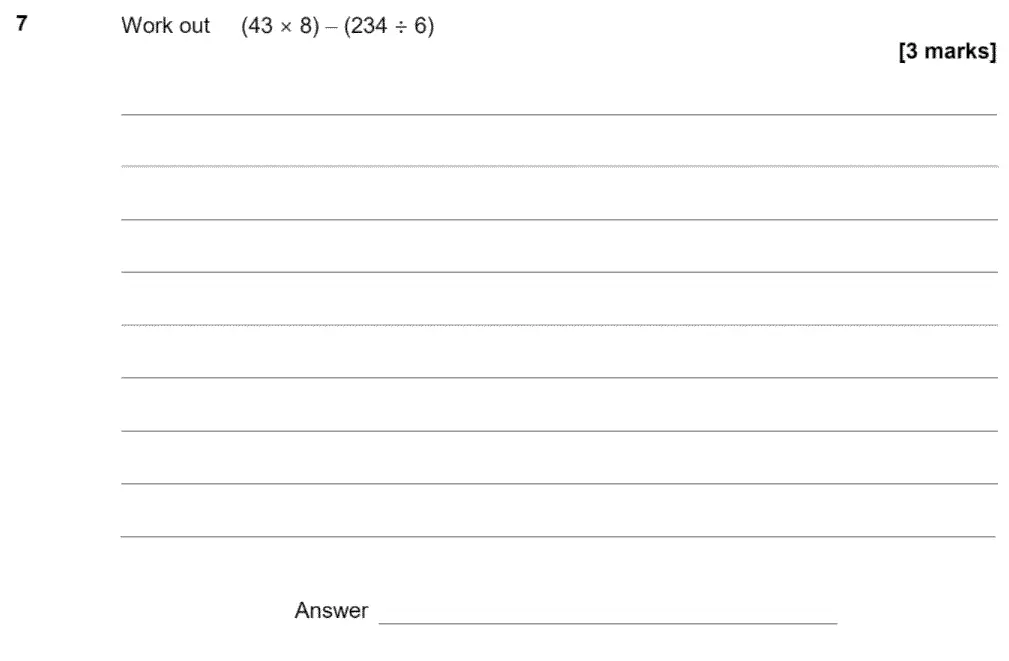 Question 7 - GCSE AQA Foundation Maths Past Paper 1 (Non-Calculator) - June 2020