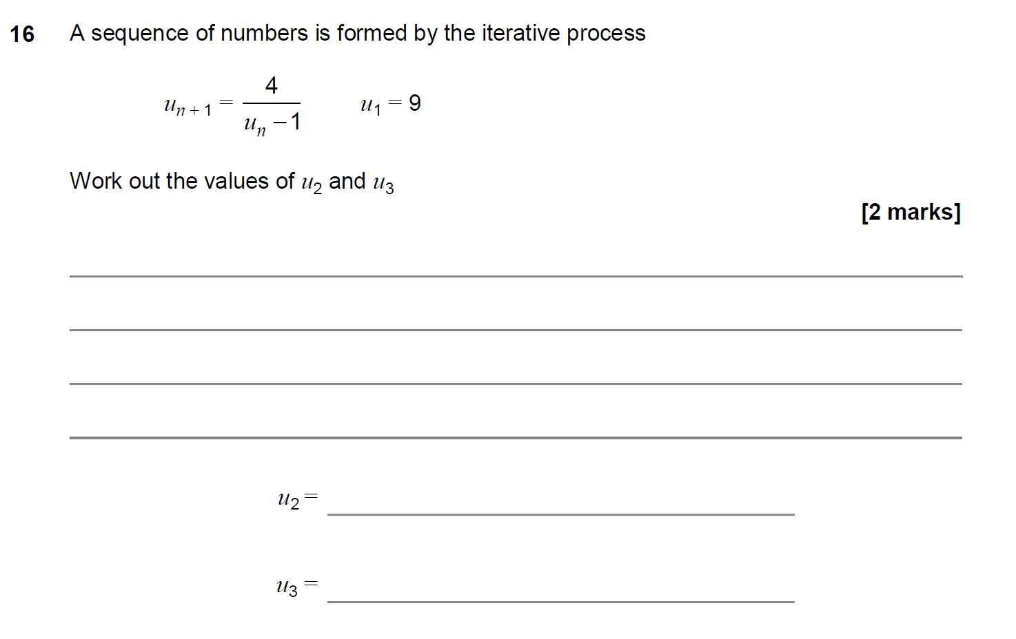 Question 16 - GCSE AQA Higher Maths Past Paper 1 (Non-Calculator) - June 2020