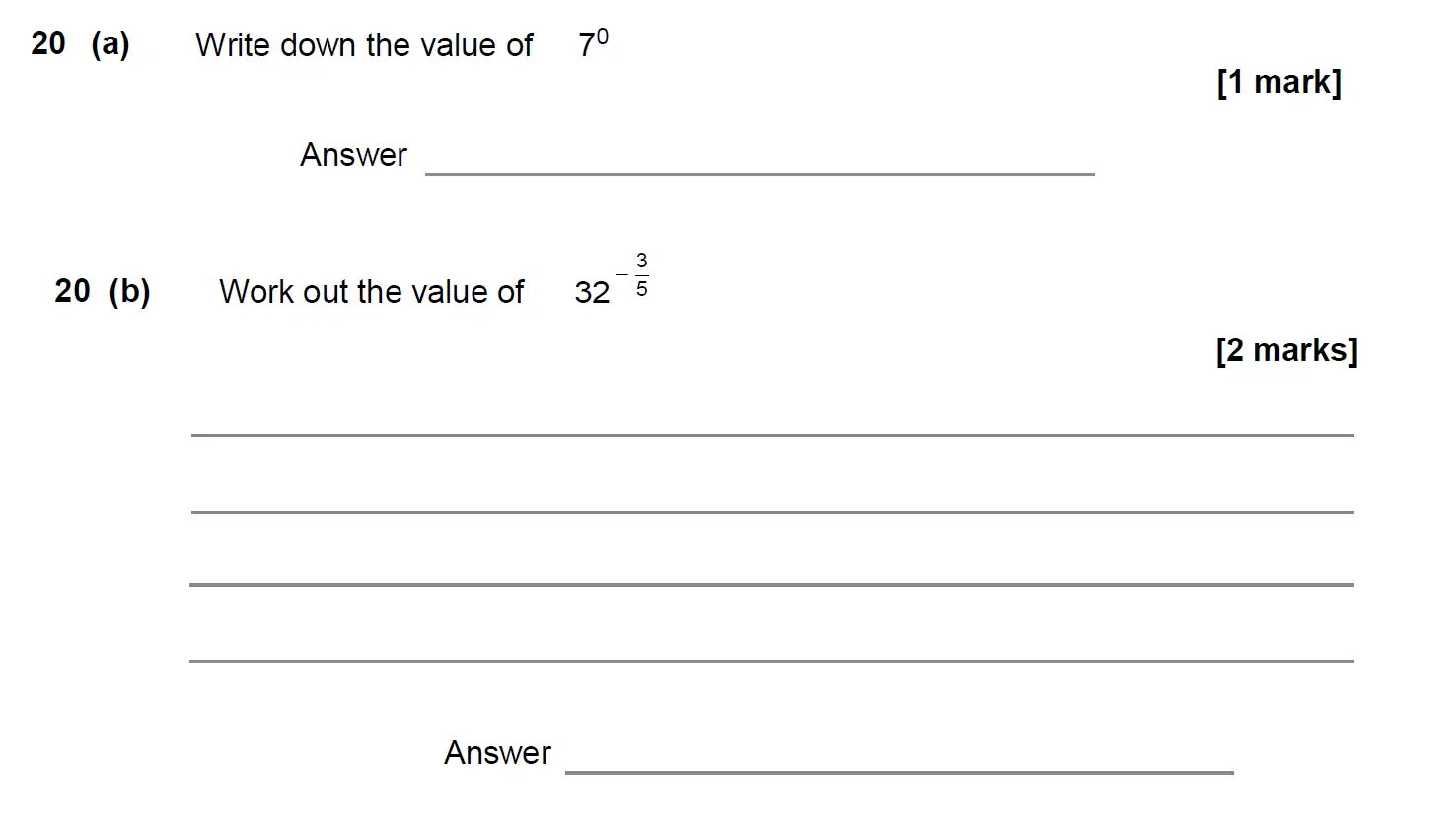 Question 20 - GCSE AQA Higher Maths Past Paper 1 (Non-Calculator) - June 2020