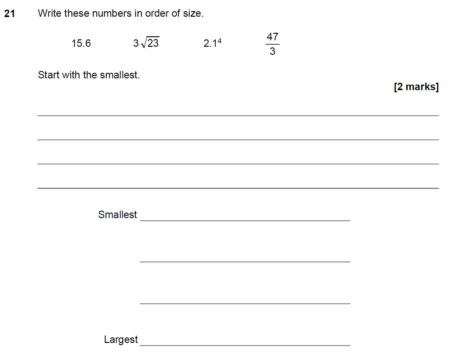 Question 21 - GCSE AQA Higher Maths Past Paper 1 (Non-Calculator) - June 2020