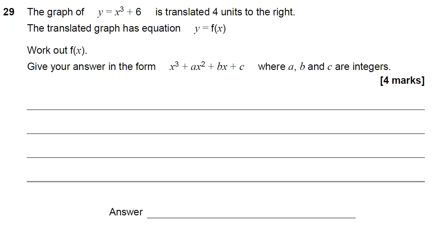 Question 29 - GCSE AQA Higher Maths Past Paper 1 (Non-Calculator) - June 2020
