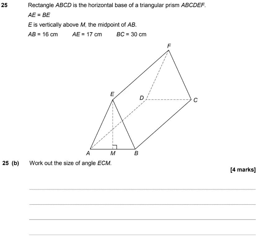 Question 29 - GCSE AQA Higher Maths Past Paper 3 (Calculator) - June 2017