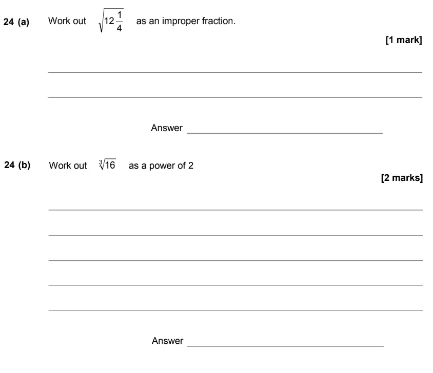 Question 26 - GCSE AQA Higher Maths Past Paper 1 (Non-Calculator) - June 2017