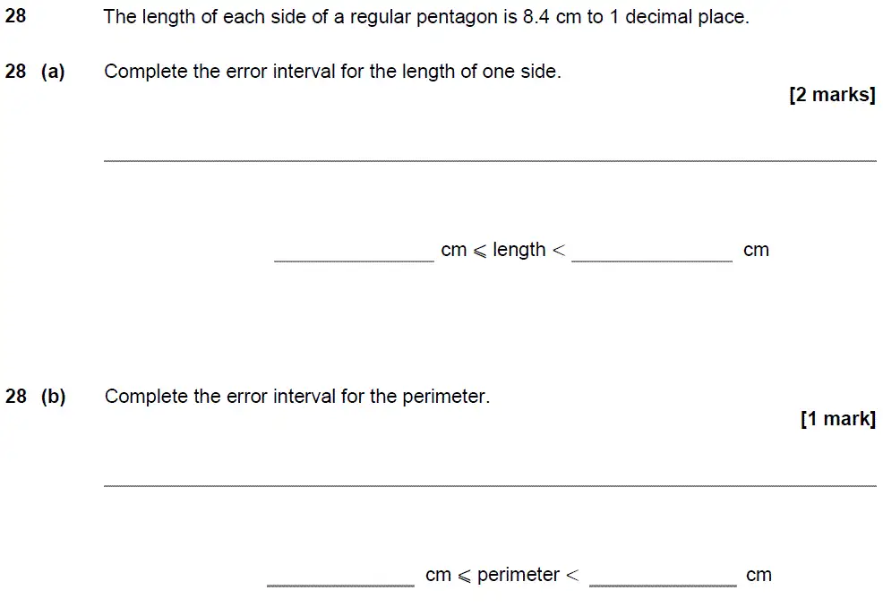 Question 28 - GCSE AQA Foundation Maths Past Paper 2 (Calculator) - June 2018