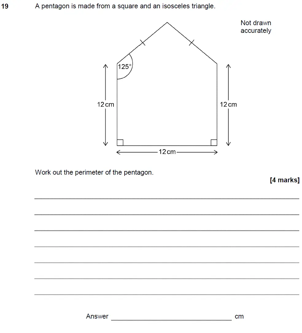 Question 20 - GCSE AQA Higher Maths Past Paper 2 (Calculator) - June 2018