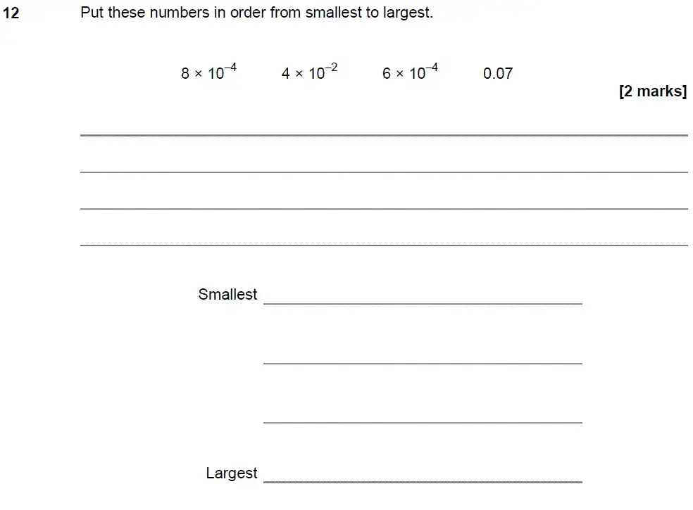 Question 12 - GCSE AQA Higher Maths Past Paper 1 (Non-Calculator) - June 2018