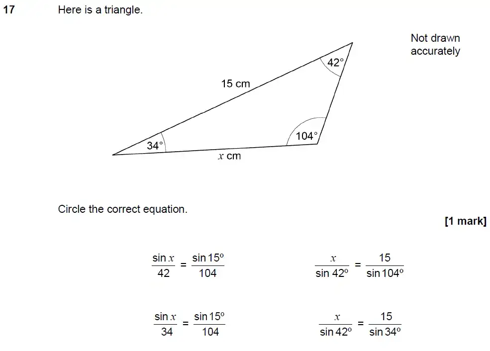 Question 17 - GCSE AQA Higher Maths Past Paper 1 (Non-Calculator) - June 2018