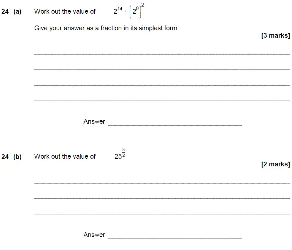 Question 24 - GCSE AQA Higher Maths Past Paper 1 (Non-Calculator) - June 2018
