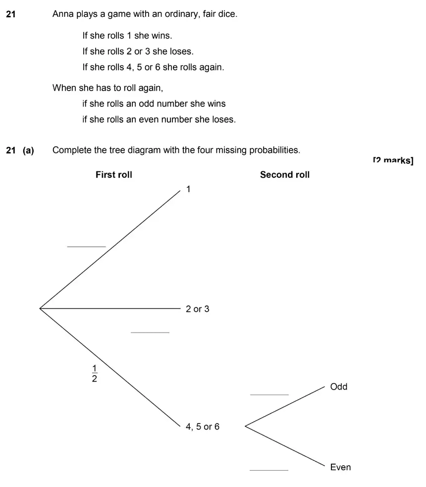 Question 25 - GCSE AQA Foundation Maths Past Paper 1 (Non-Calculator) - June 2019