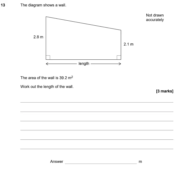 Question 13 - GCSE AQA Higher Maths Past Paper 2 (Calculator) - June 2020