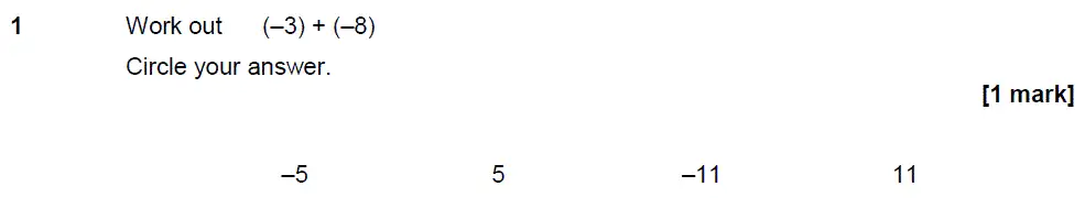 Question 1 - GCSE AQA Foundation Maths Past Paper 1 (Non-Calculator) - November 2018