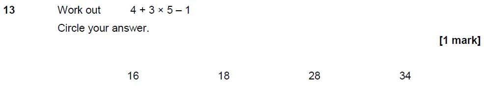 Question 13 - GCSE AQA Foundation Maths Past Paper 1 (Non-Calculator) - November 2018