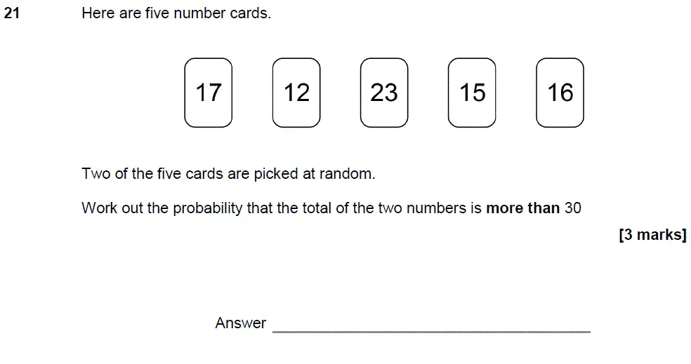 Question 22 - GCSE AQA Foundation Maths Past Paper 1 (Non-Calculator) - November 2018