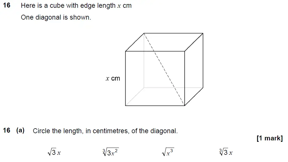 Question 20 - GCSE AQA Higher Maths Past Paper 2 (Calculator) - November 2021