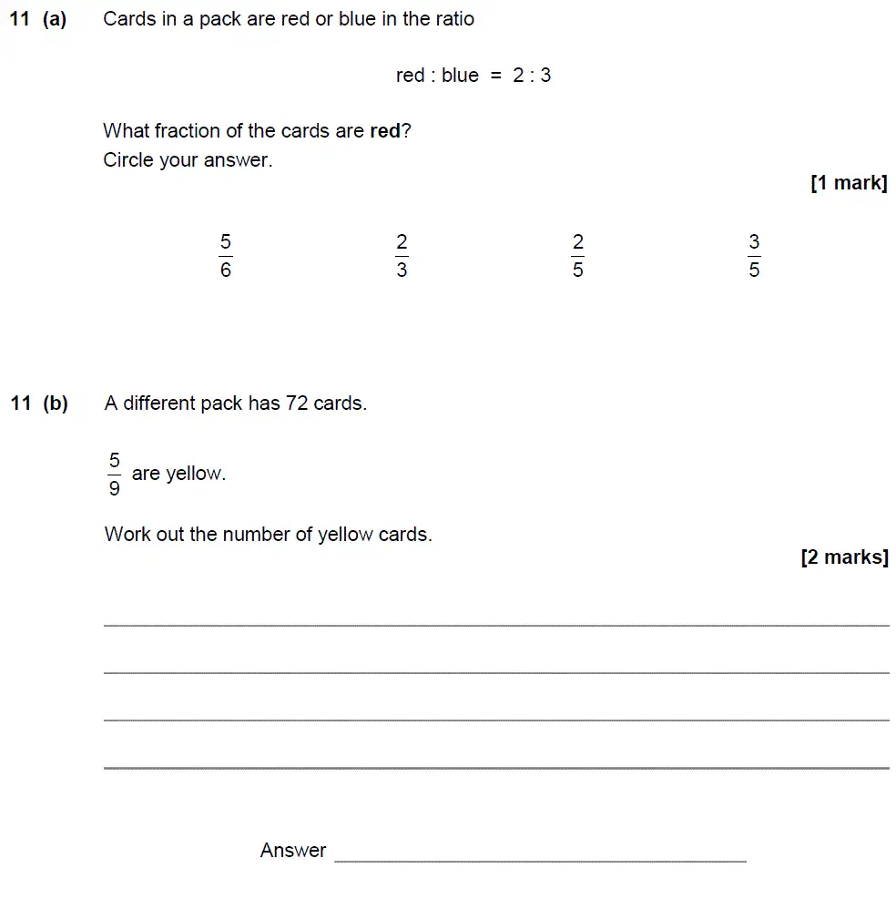 Question 11 - GCSE AQA Foundation Maths Past Paper 1 (Non-Calculator) - November 2017