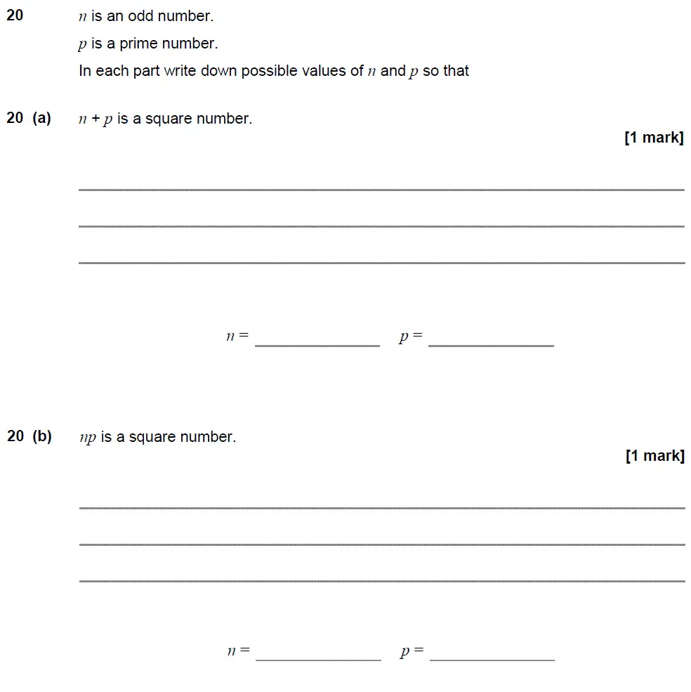 Question 20 - GCSE AQA Foundation Maths Past Paper 1 (Non-Calculator) - November 2017