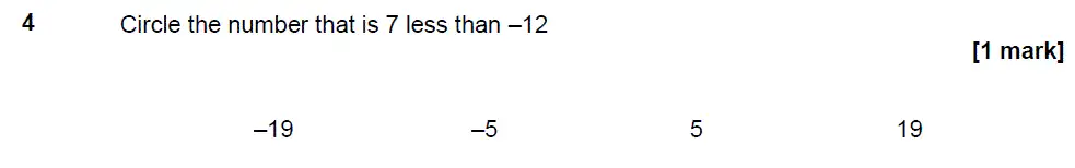 Question 4 - GCSE AQA Foundation Maths Past Paper 1 (Non-Calculator) - November 2017