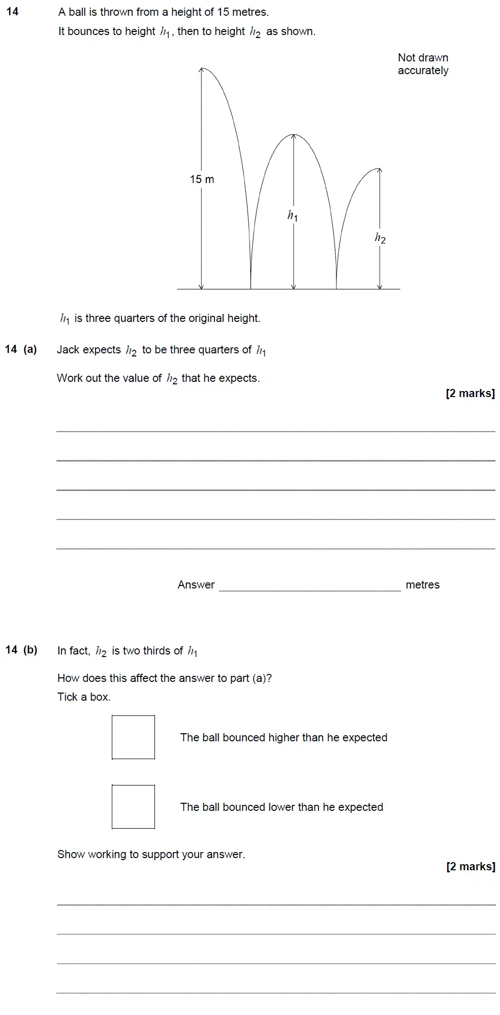 Question 14 - GCSE AQA Higher Maths Past Paper 2 (Calculator) - November 2017