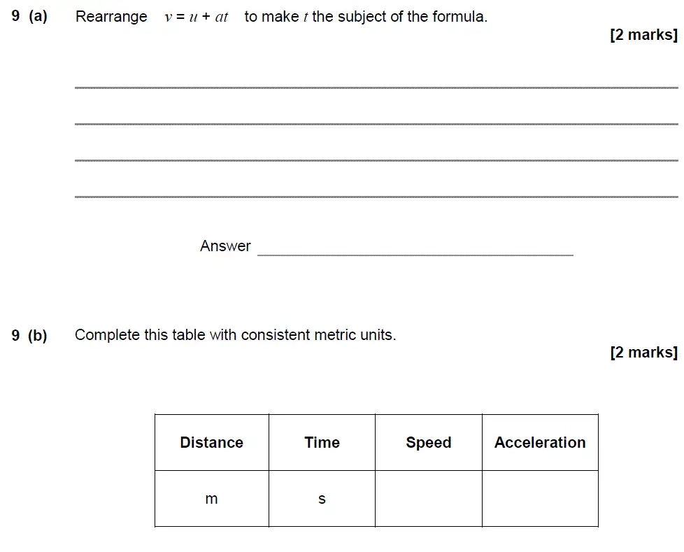 Question 9 - GCSE AQA Higher Maths Past Paper 3 (Calculator) - November 2017
