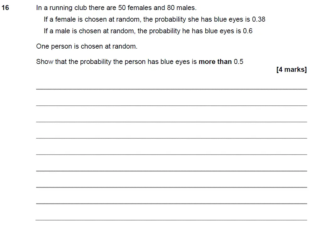 Question 16 - GCSE AQA Higher Maths Past Paper 3 (Calculator) - November 2018