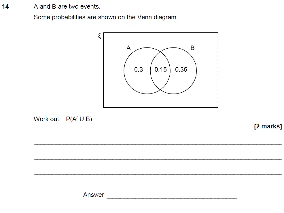 Question 14 - GCSE AQA Higher Maths Past Paper 1 (Non-Calculator) - November 2018
