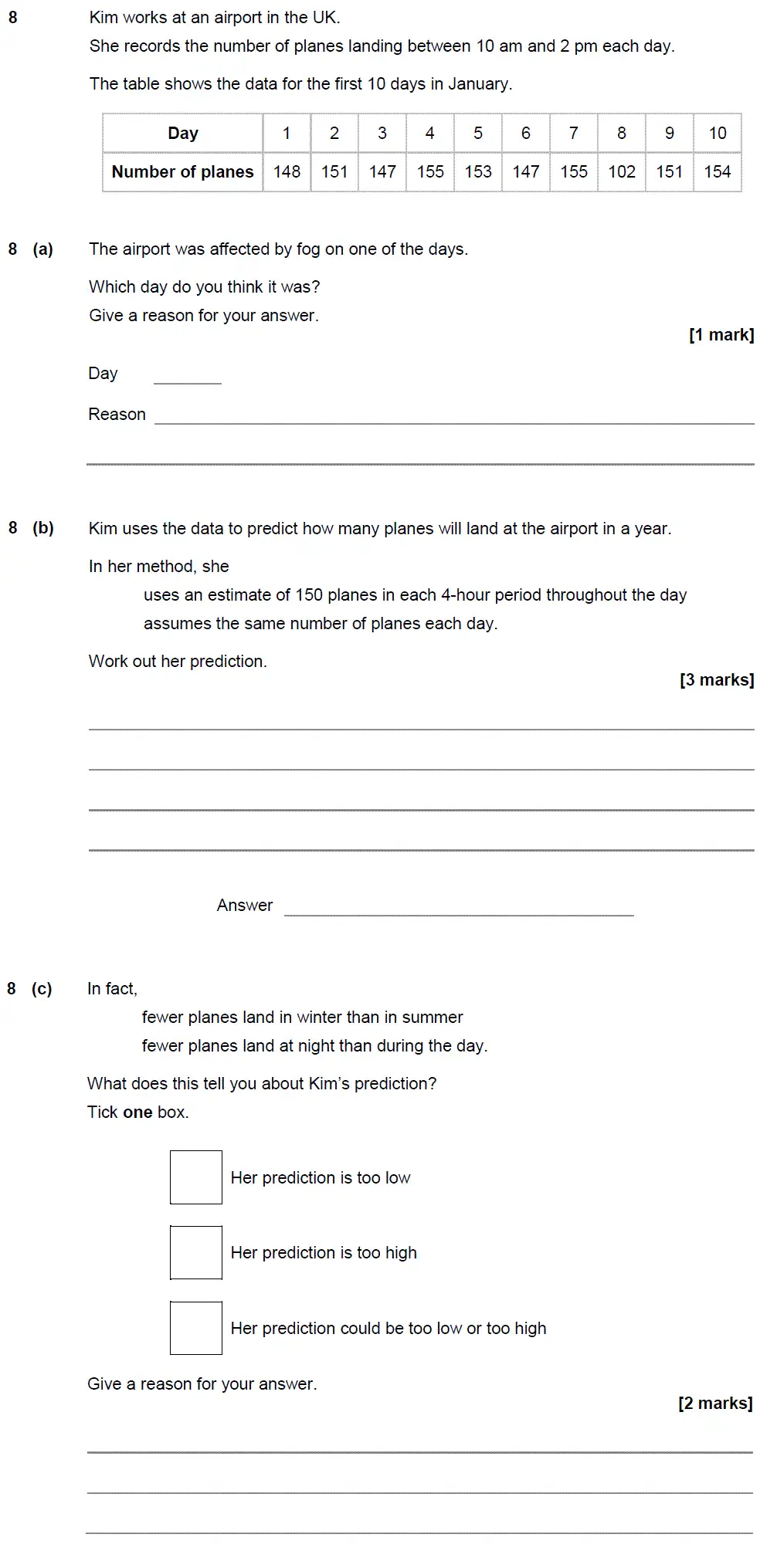 Question 8 - GCSE AQA Higher Maths Past Paper 1 (Non-Calculator) - November 2018